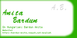 anita bardun business card